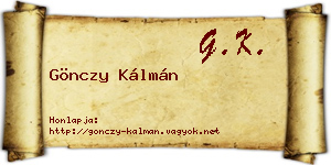 Gönczy Kálmán névjegykártya